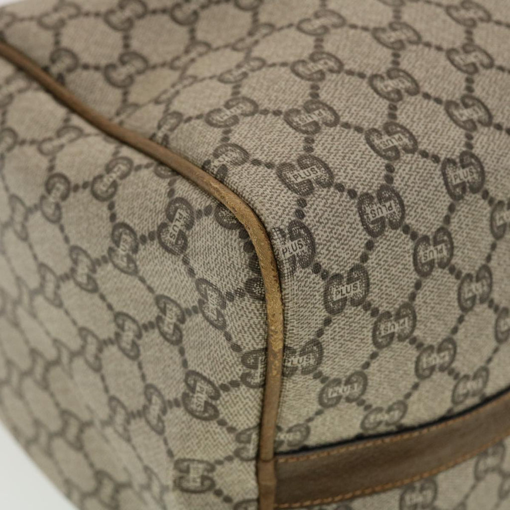 GUCCI GG Plus Canvas Boston Bag PVC Leather Beige th3568
