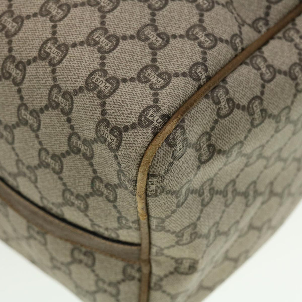 GUCCI GG Plus Canvas Boston Bag PVC Leather Beige th3568