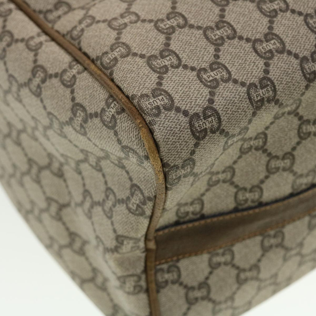 GUCCI GG Plus Canvas Boston Bag PVC Leather Beige th3568