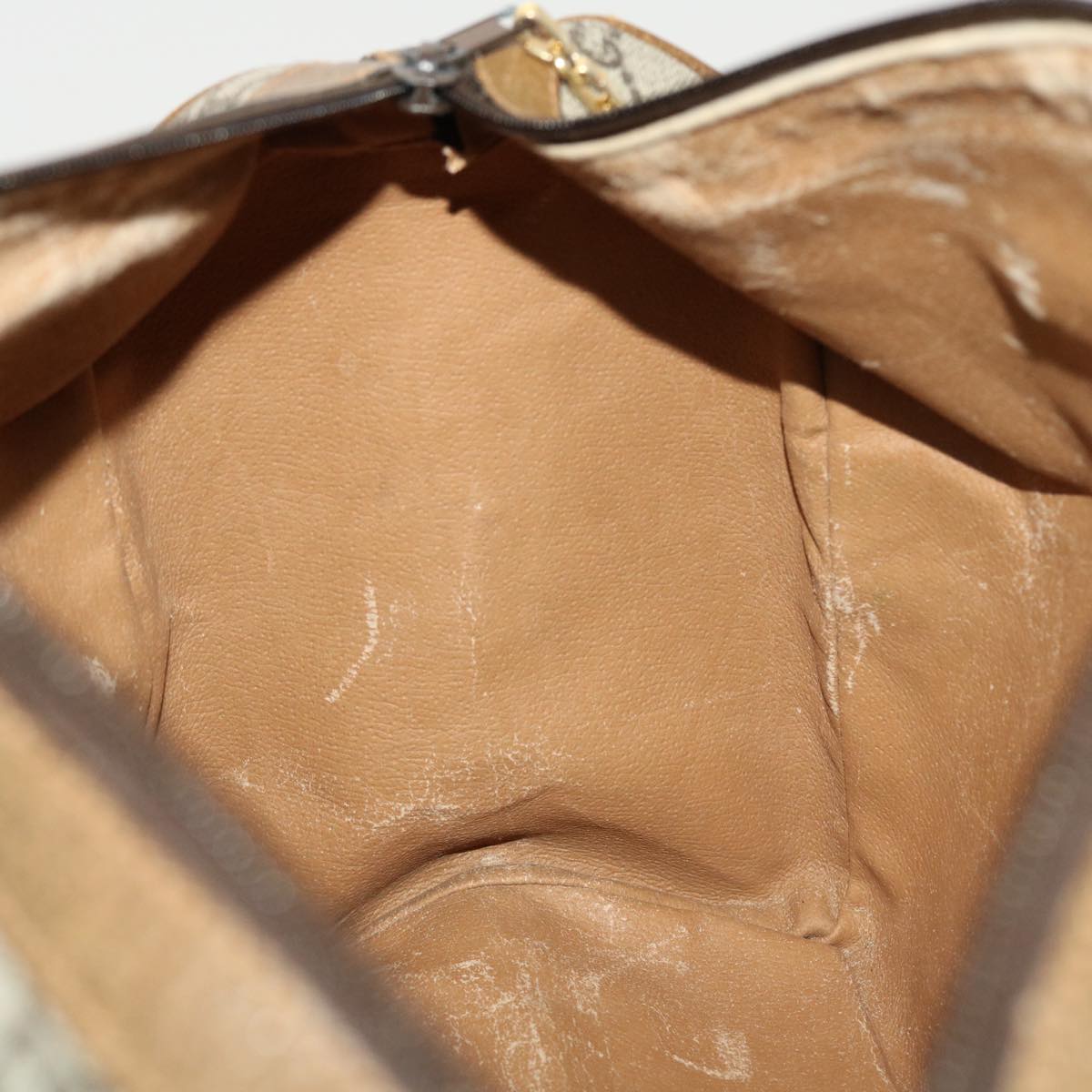 GUCCI GG Plus Canvas Boston Bag PVC Leather Beige th3568