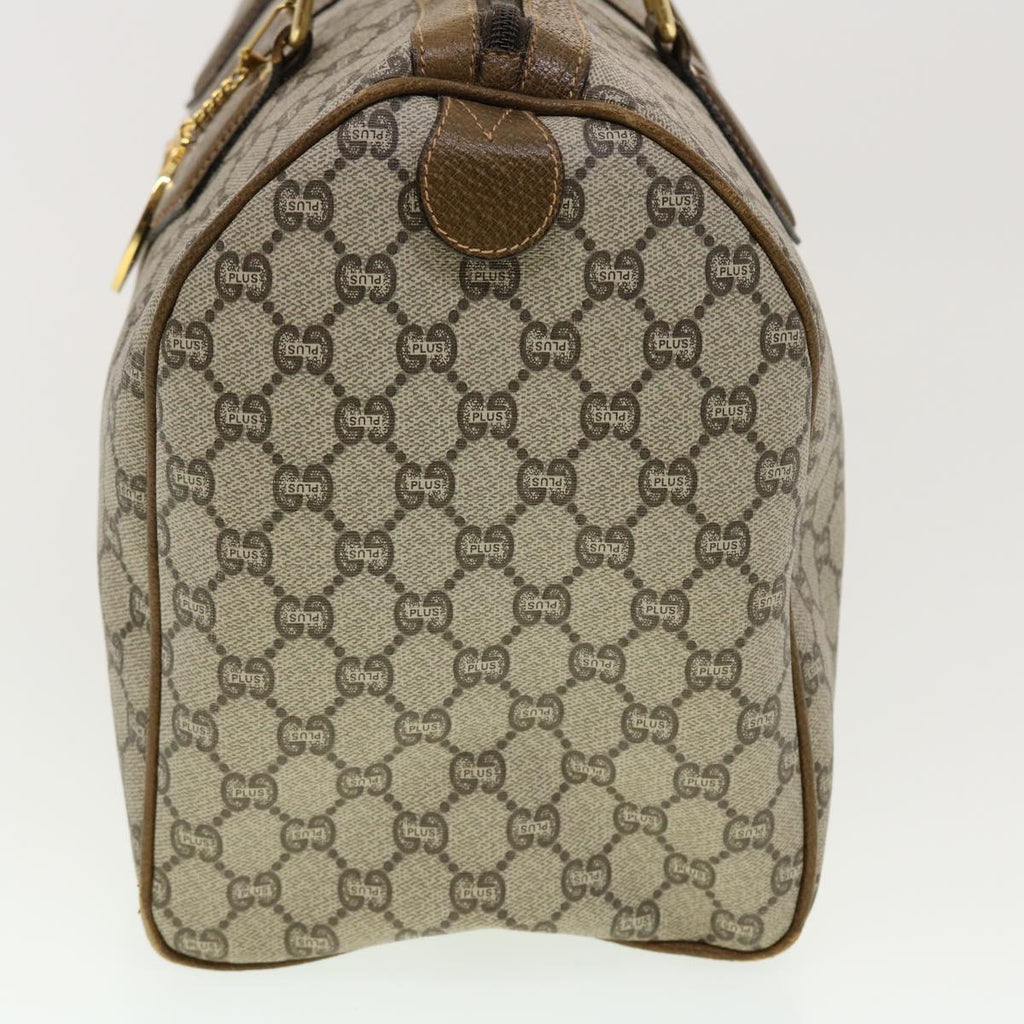 GUCCI GG Plus Canvas Boston Bag PVC Leather Beige th3568