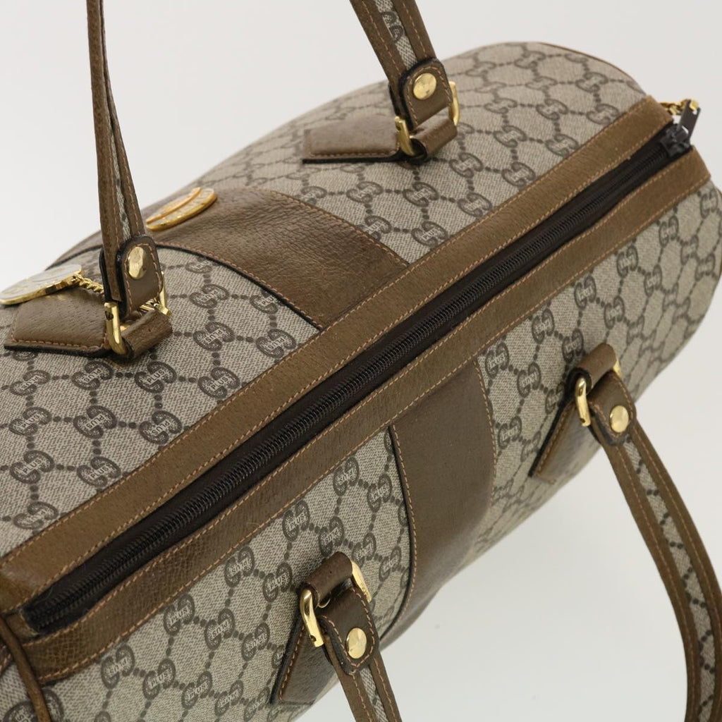 GUCCI GG Plus Canvas Boston Bag PVC Leather Beige th3568
