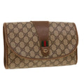 GUCCI GG Canvas Web Sherry Line Clutch Bag Beige Red Green 89.01.030 th3599