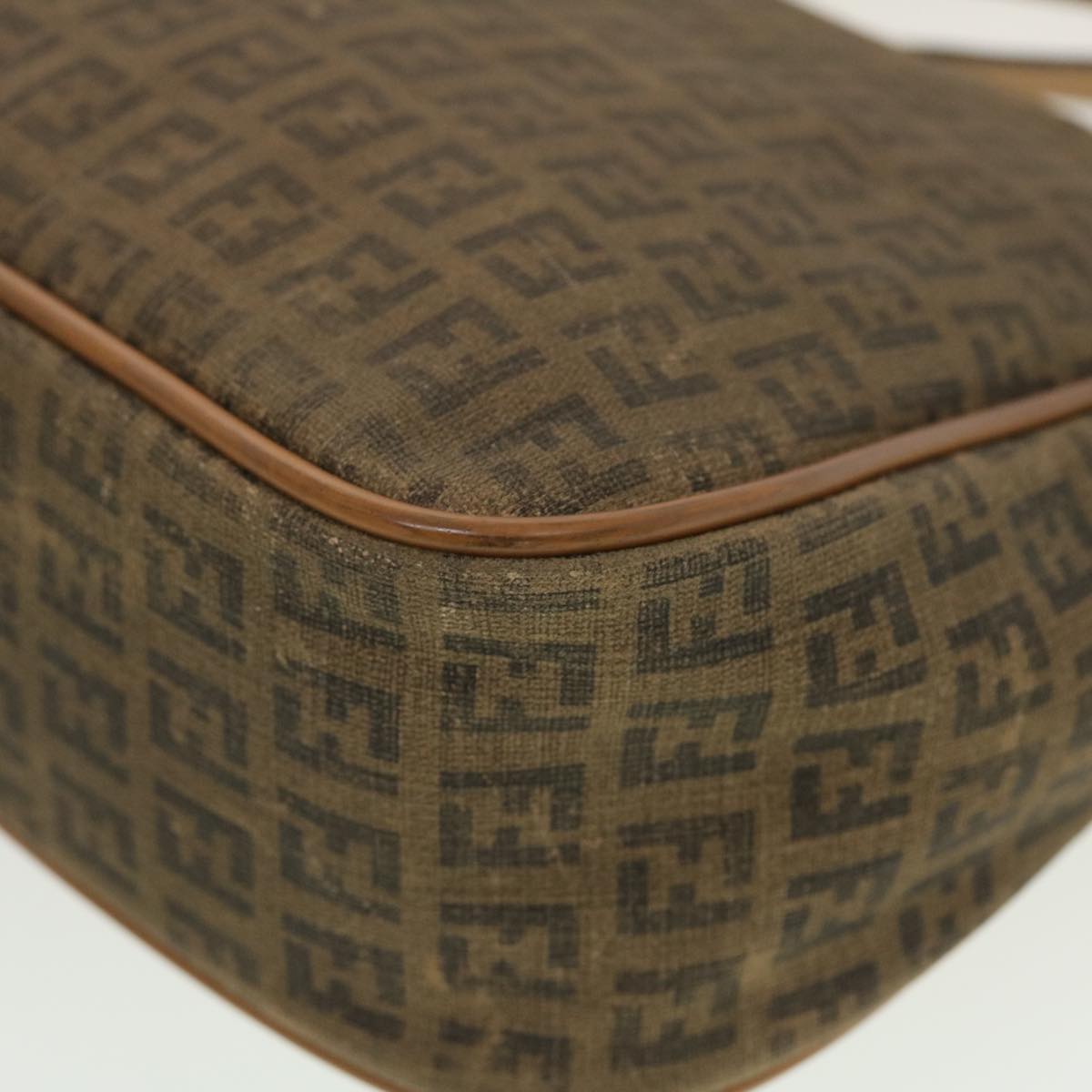 FENDI Zucchino Canvas Shoulder Bag Beige th3653
