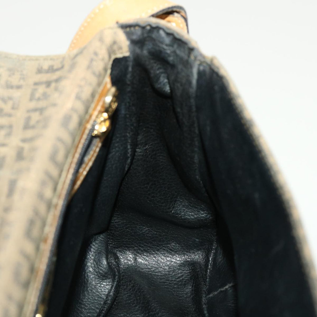 FENDI Zucchino Canvas Shoulder Bag Beige th3653