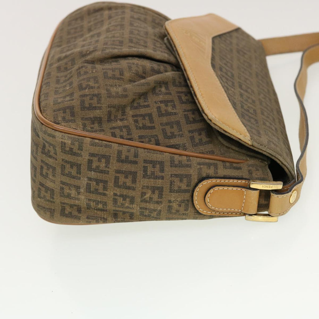 FENDI Zucchino Canvas Shoulder Bag Beige th3653