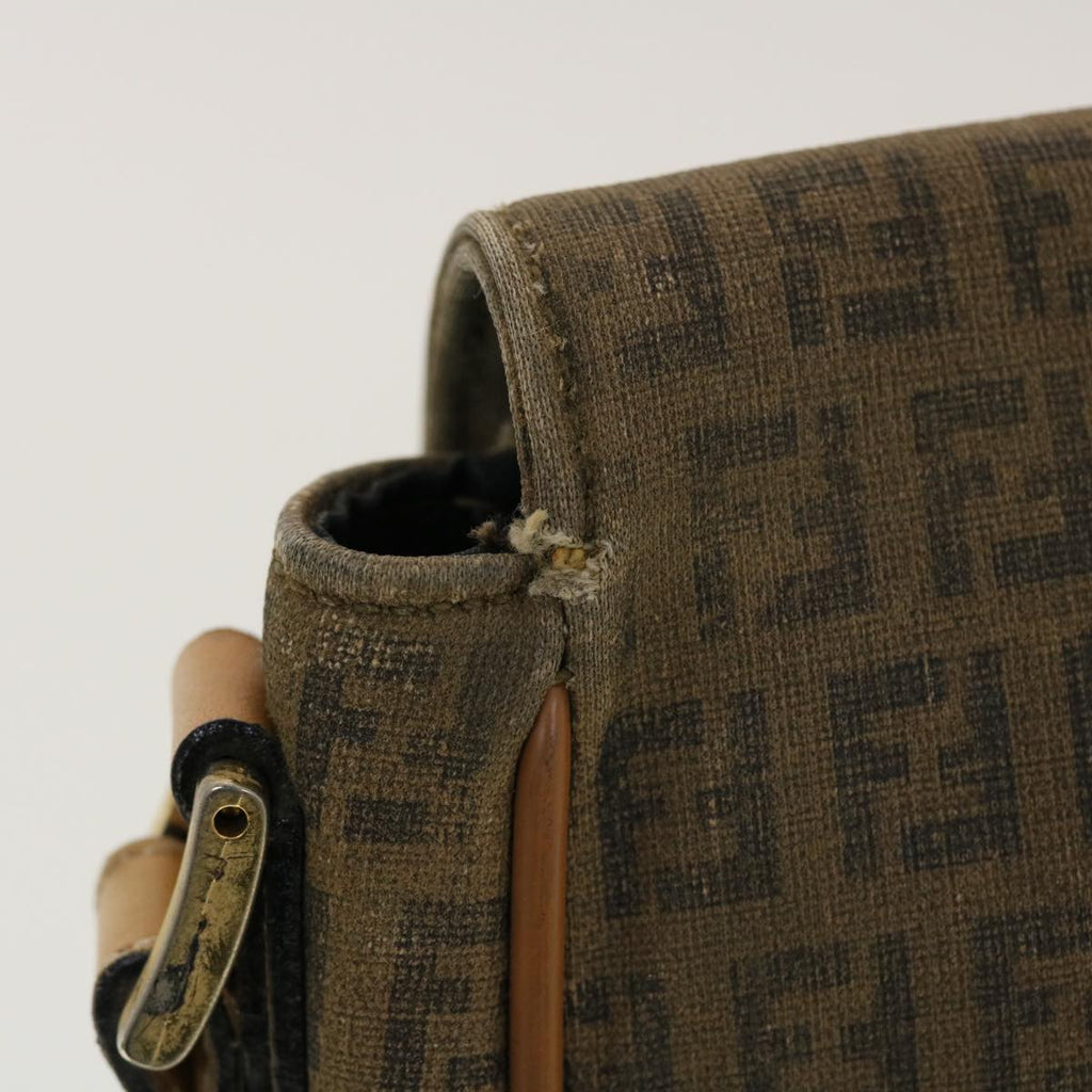 FENDI Zucchino Canvas Shoulder Bag Beige th3653