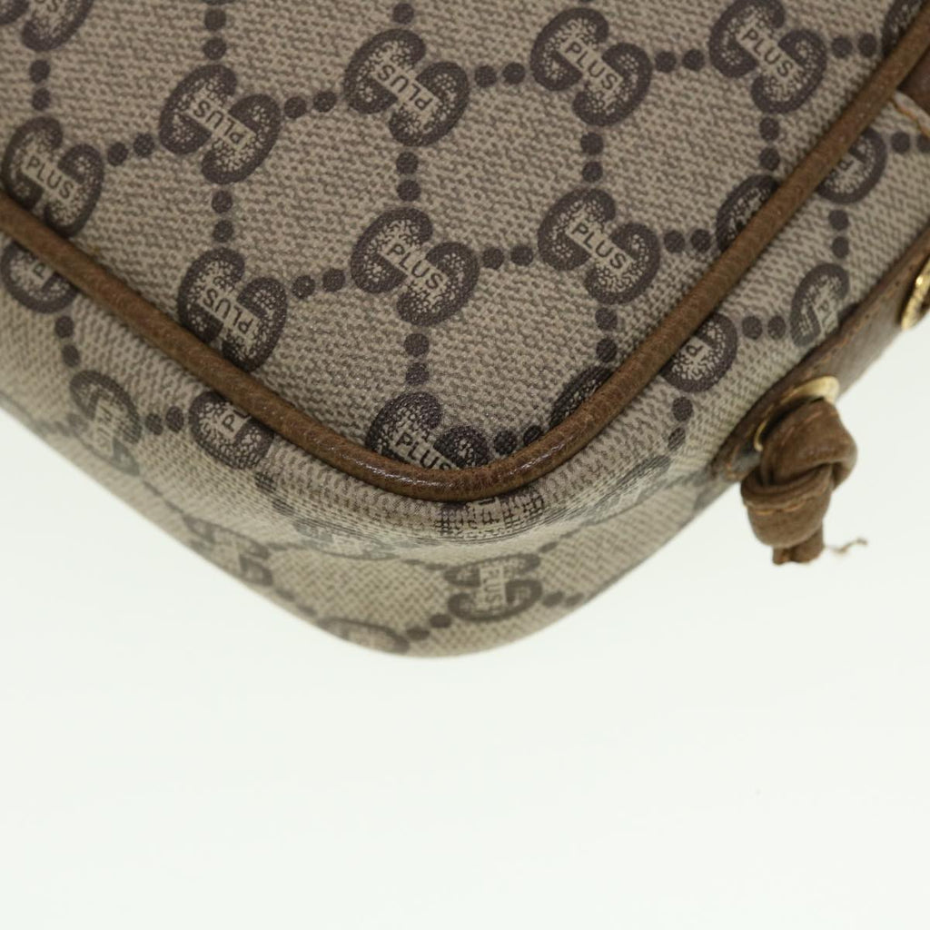 GUCCI GG Plus Canvas Shoulder Bag PVC Leather Beige th3681