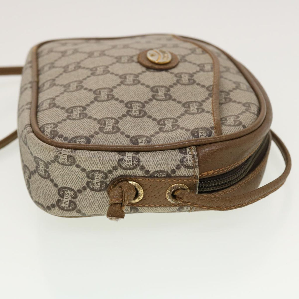 GUCCI GG Plus Canvas Shoulder Bag PVC Leather Beige th3681