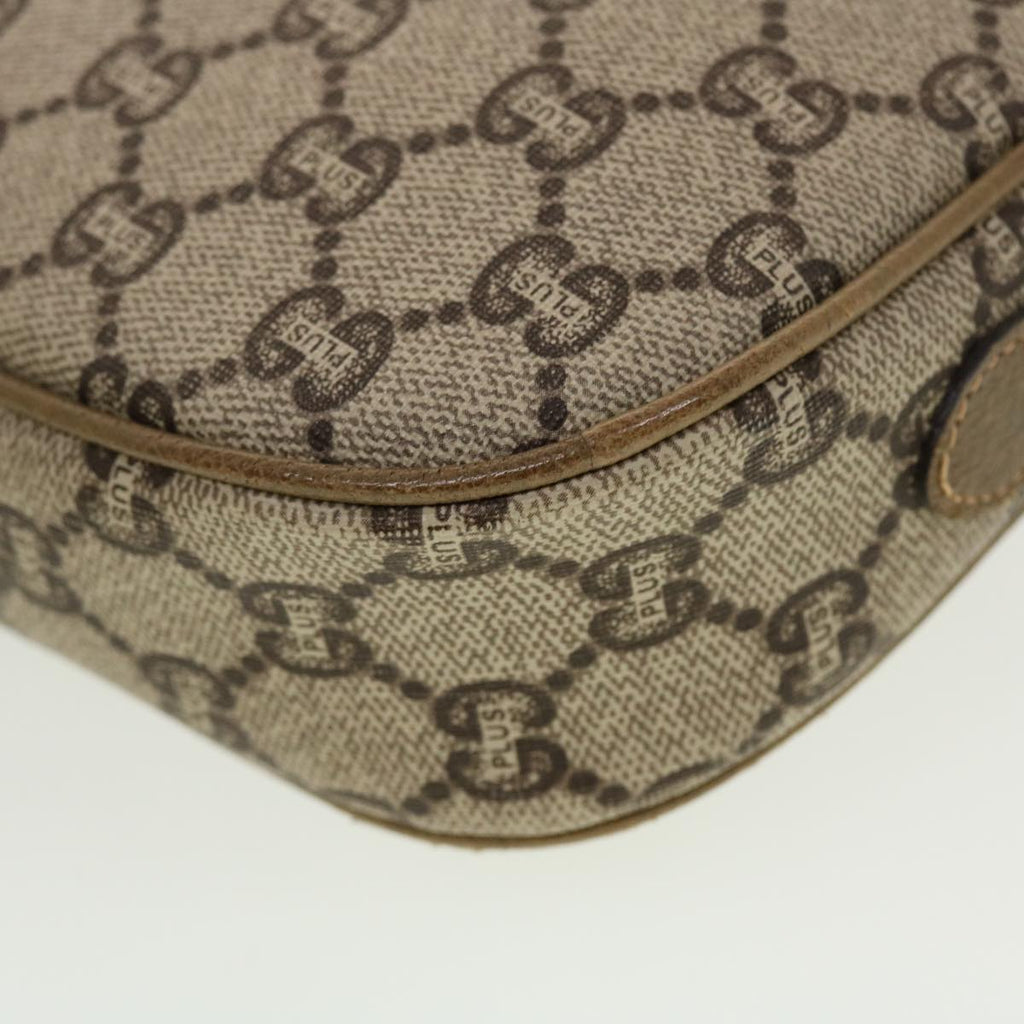 GUCCI GG Plus Canvas Shoulder Bag PVC Leather Beige th3682