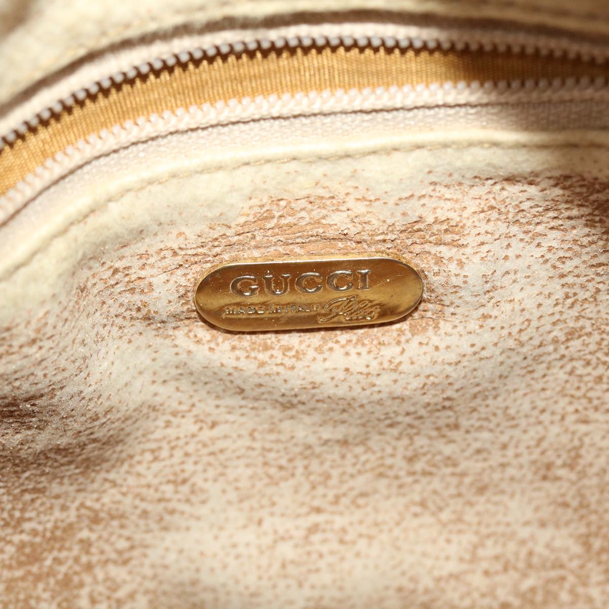 GUCCI GG Plus Canvas Shoulder Bag PVC Leather Beige th3682