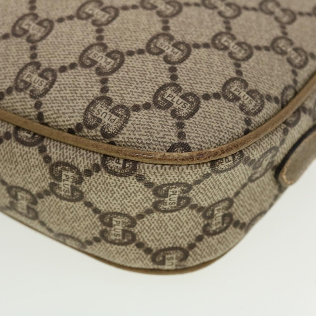 GUCCI GG Plus Canvas Shoulder Bag PVC Leather Beige th3682