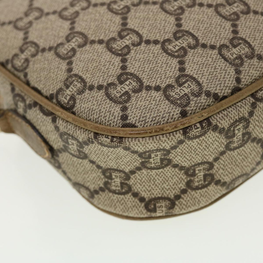 GUCCI GG Plus Canvas Shoulder Bag PVC Leather Beige th3682