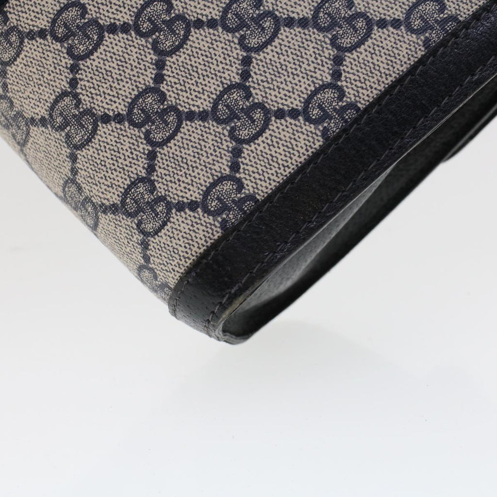 GUCCI GG Canvas Sherry Line Clutch Bag PVC Leather Gray Red Navy th3693