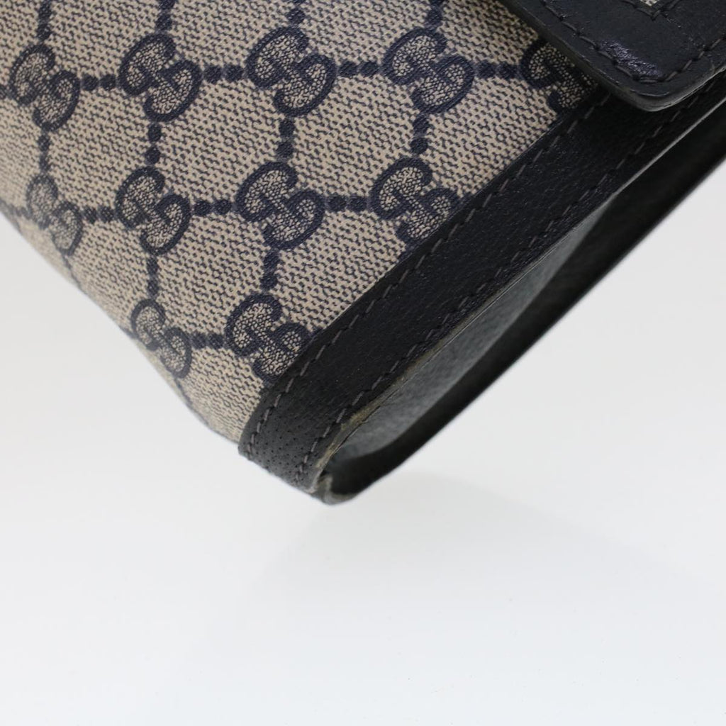 GUCCI GG Canvas Sherry Line Clutch Bag PVC Leather Gray Red Navy th3693