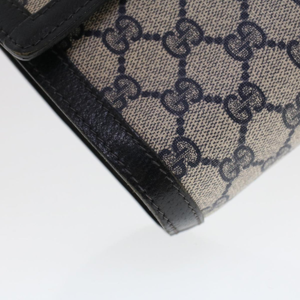 GUCCI GG Canvas Sherry Line Clutch Bag PVC Leather Gray Red Navy th3693