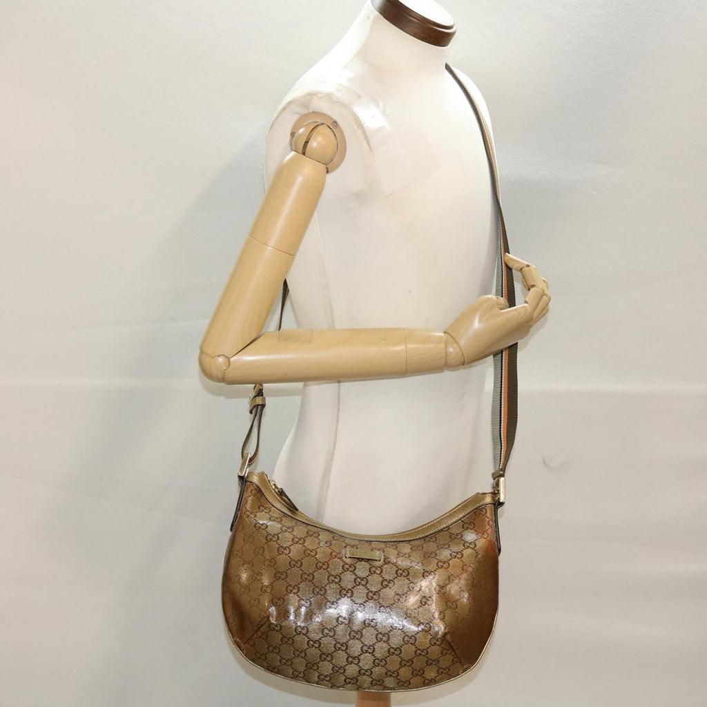 GUCCI GG Crystal Sherry Line Shoulder Bag Gold Brown Orange 181092 th3701