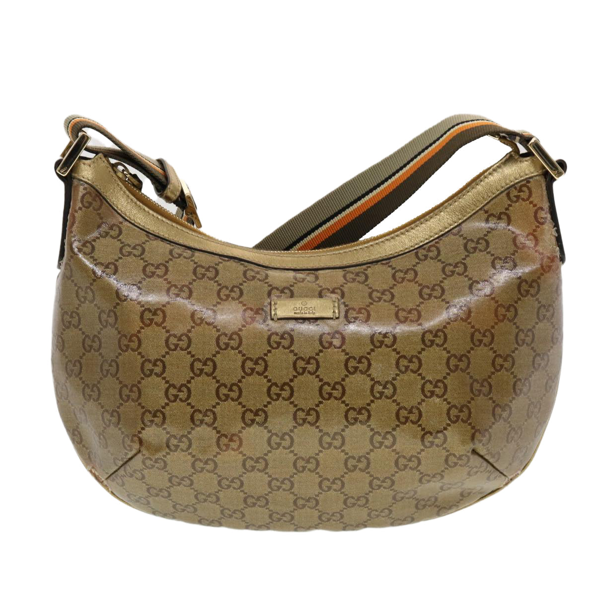 GUCCI GG Crystal Sherry Line Shoulder Bag Gold Brown Orange 181092 th3701