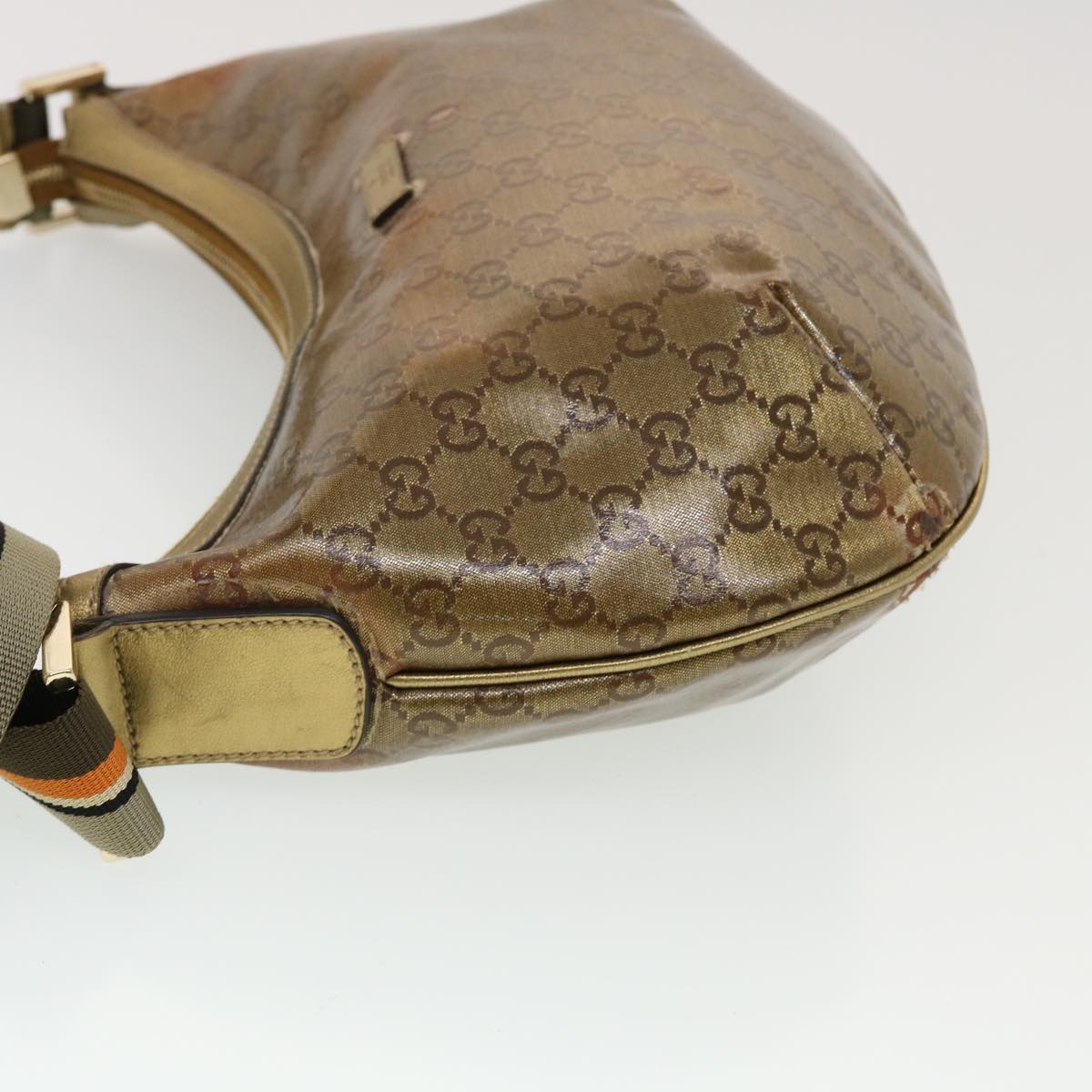 GUCCI GG Crystal Sherry Line Shoulder Bag Gold Brown Orange 181092 th3701