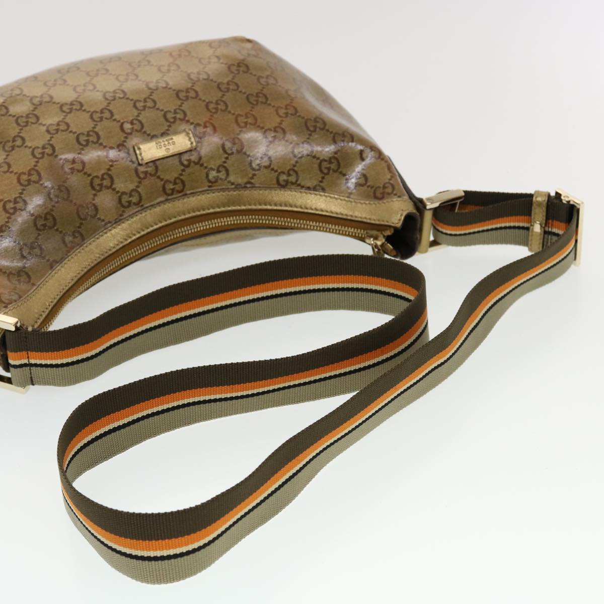 GUCCI GG Crystal Sherry Line Shoulder Bag Gold Brown Orange 181092 th3701