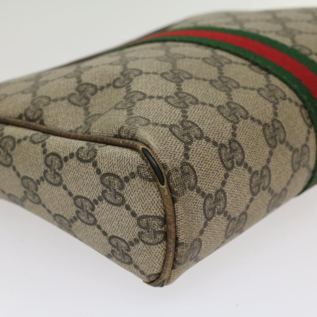 GUCCI GG Canvas Web Sherry Line Clutch Bag Beige Red 27•004•998 th3783