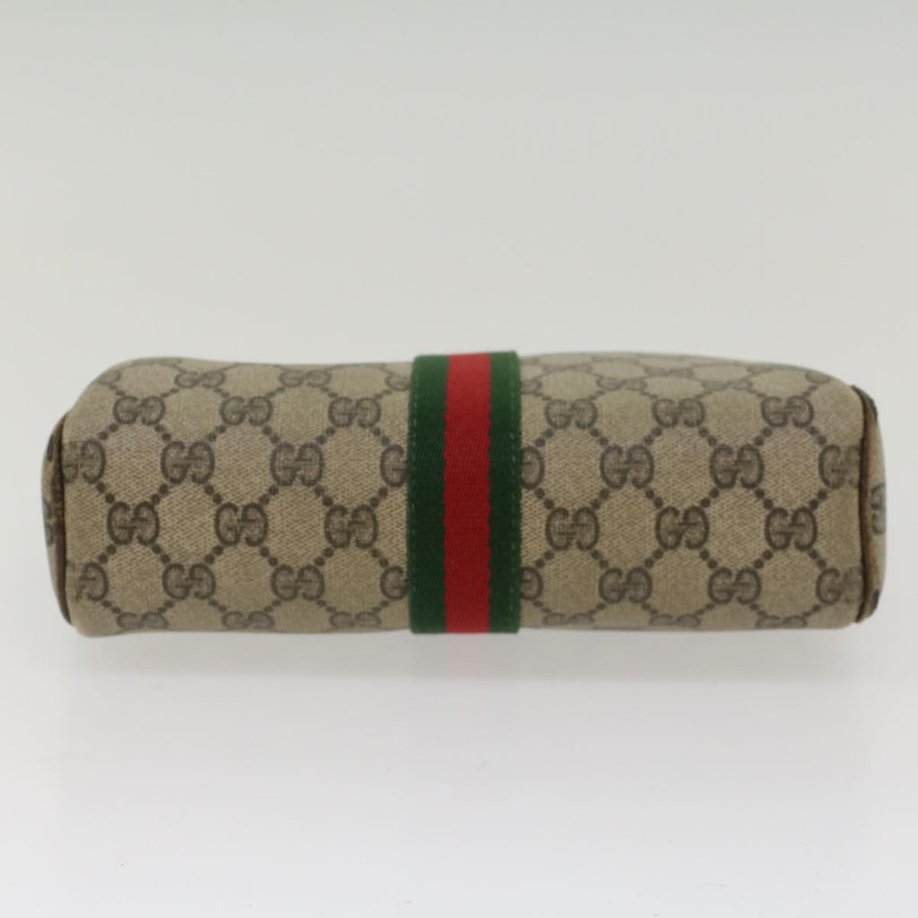 GUCCI GG Canvas Web Sherry Line Clutch Bag Beige Red 27•004•998 th3783