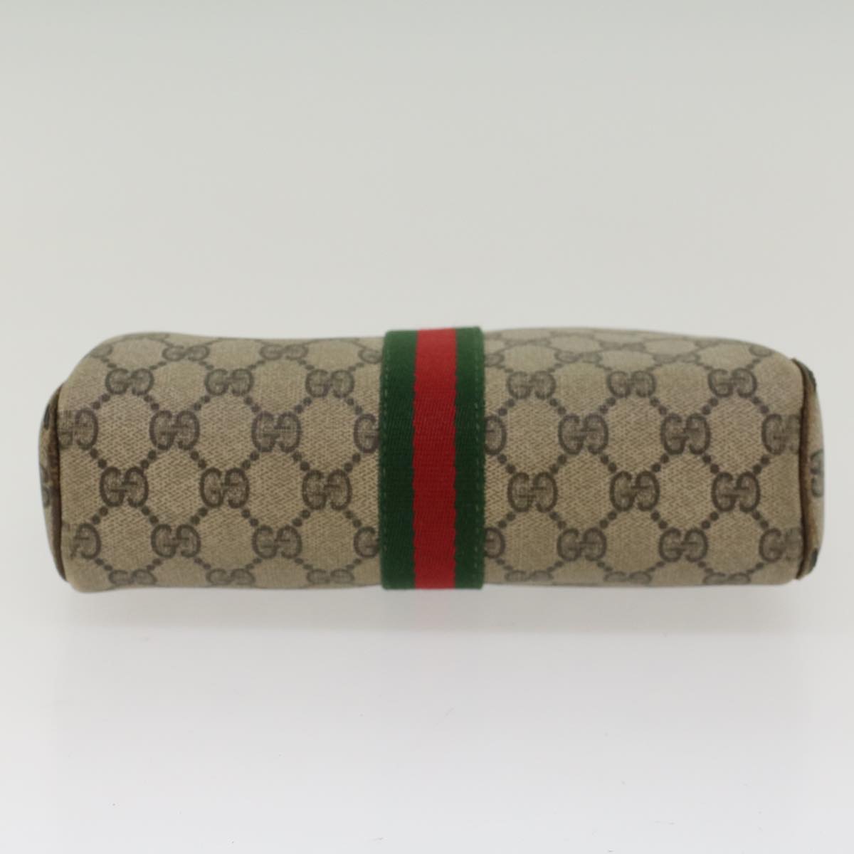 GUCCI GG Canvas Web Sherry Line Clutch Bag Beige Red 27•004•998 th3783