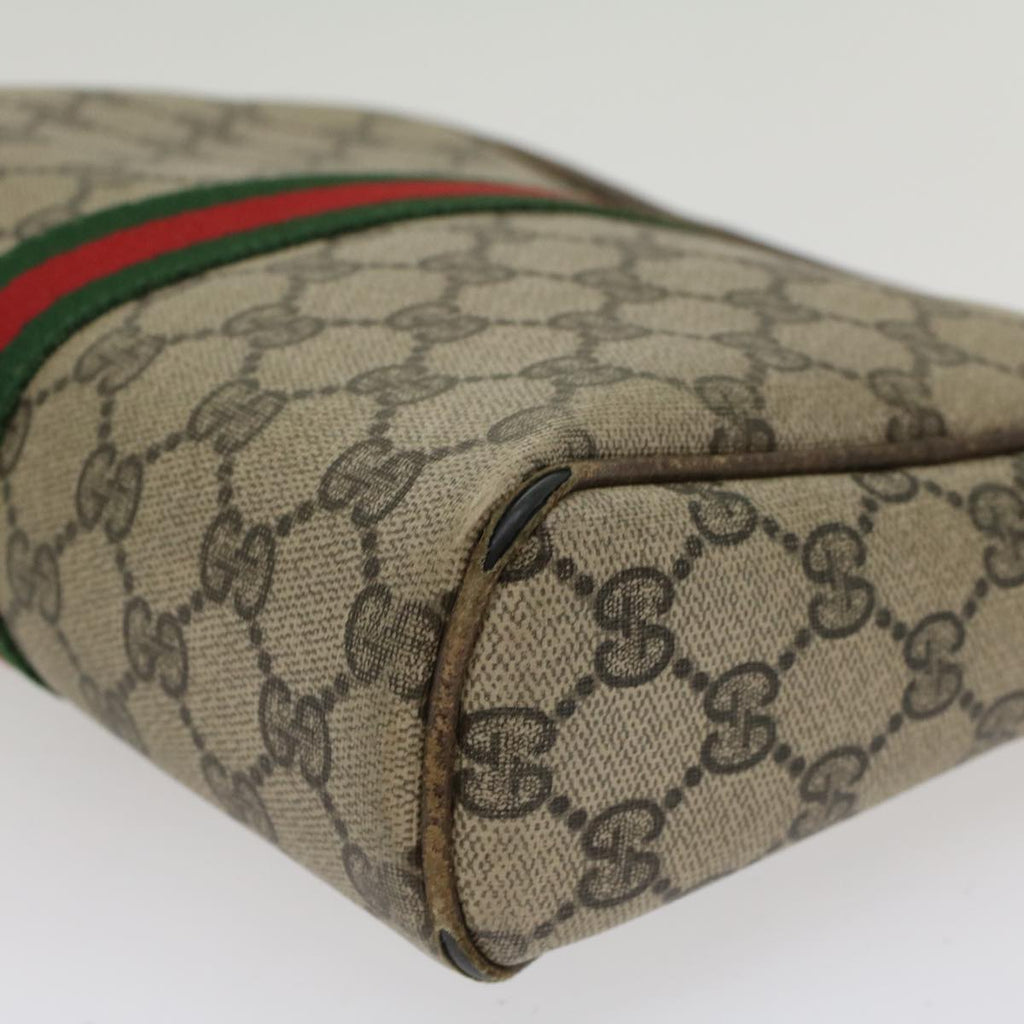 GUCCI GG Canvas Web Sherry Line Clutch Bag Beige Red 27•004•998 th3783
