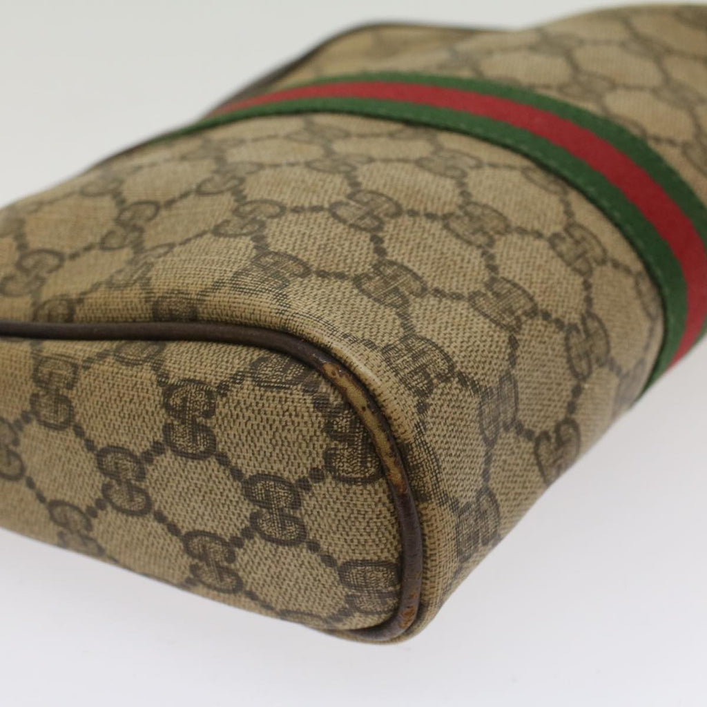 GUCCI GG Canvas Web Sherry Line Clutch Bag Beige Red 56•014•3553 th3861