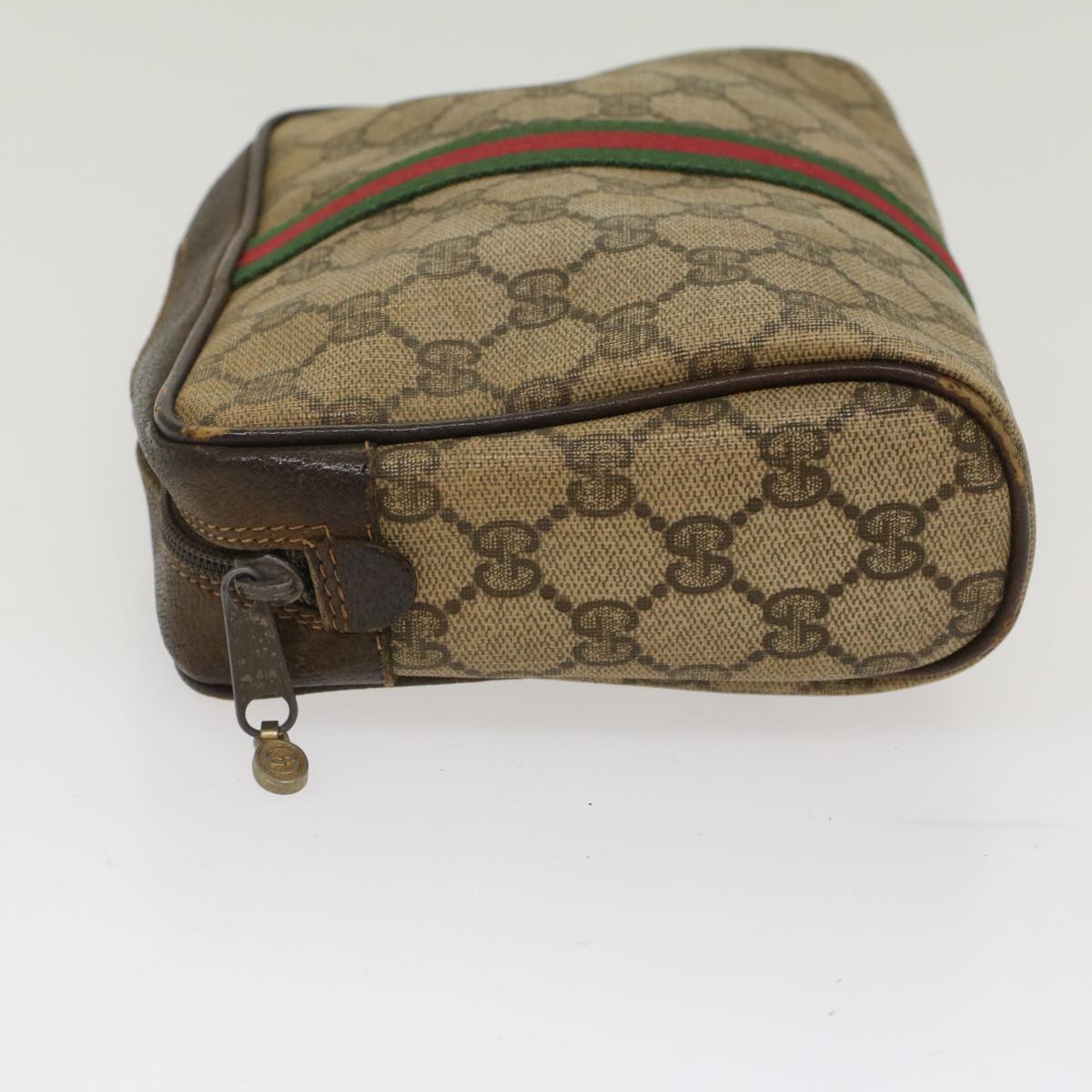 GUCCI GG Canvas Web Sherry Line Clutch Bag Beige Red 56•014•3553 th3861