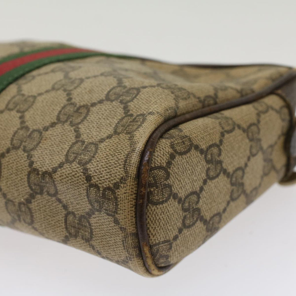 GUCCI GG Canvas Web Sherry Line Clutch Bag Beige Red 56•014•3553 th3861