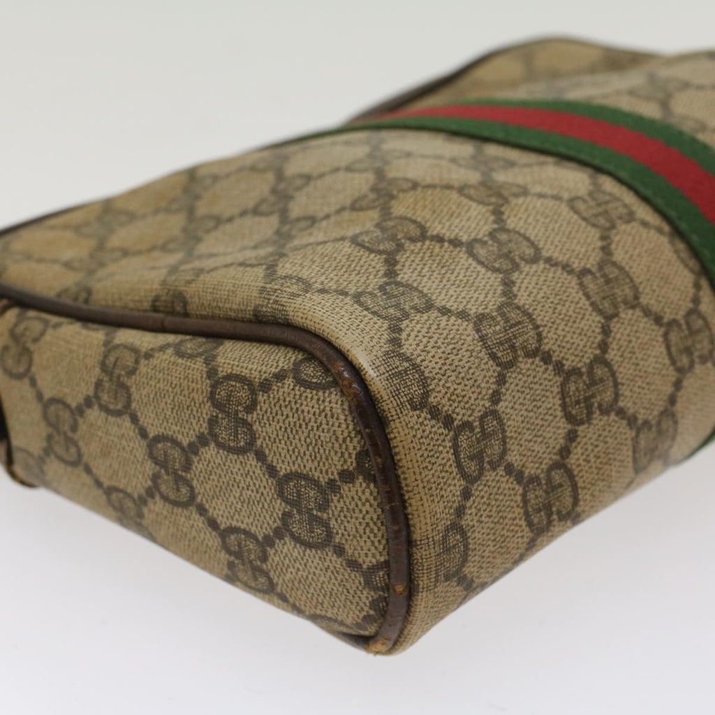 GUCCI GG Canvas Web Sherry Line Clutch Bag Beige Red 56•014•3553 th3861