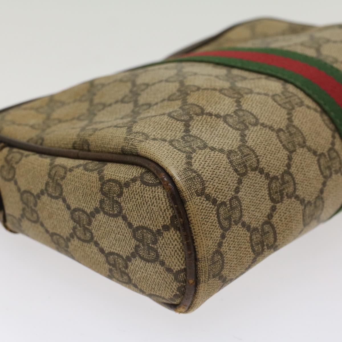 GUCCI GG Canvas Web Sherry Line Clutch Bag Beige Red 56•014•3553 th3861