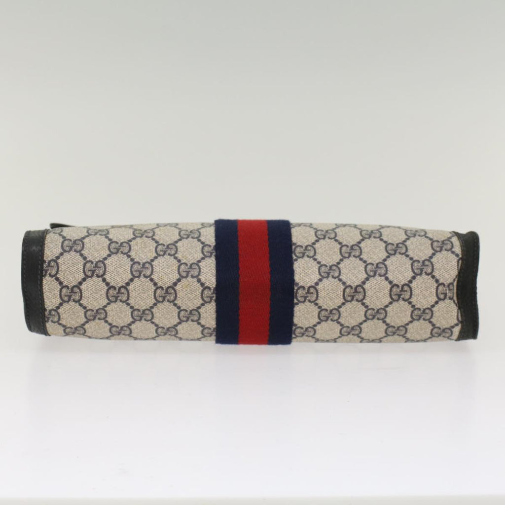 GUCCI GG Canvas Sherry Line Clutch Bag PVC Leather Red Navy gray th3865