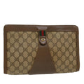 GUCCI GG Canvas Web Sherry Line Clutch Bag Beige Red 89•01•033 th3866