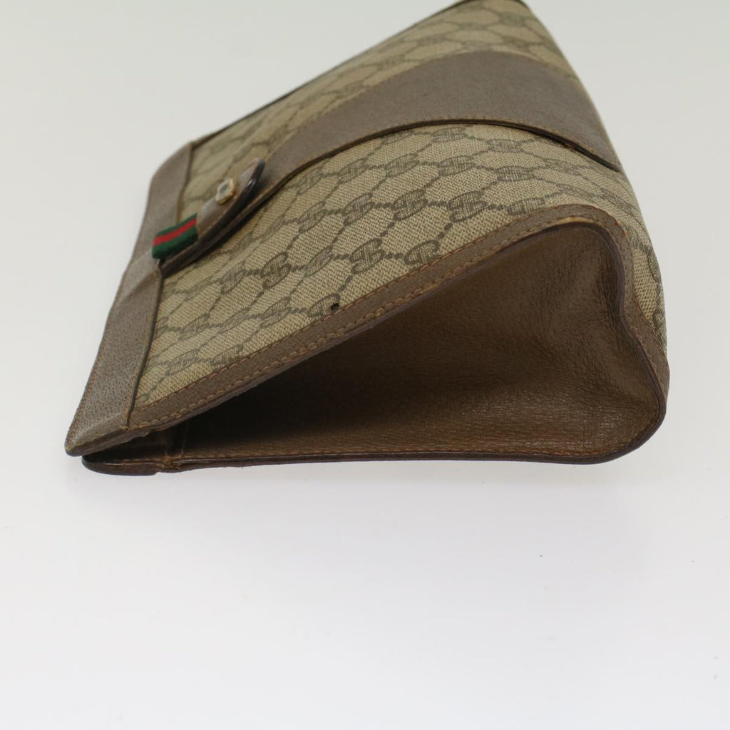 GUCCI GG Canvas Web Sherry Line Clutch Bag Beige Red 89•01•033 th3866