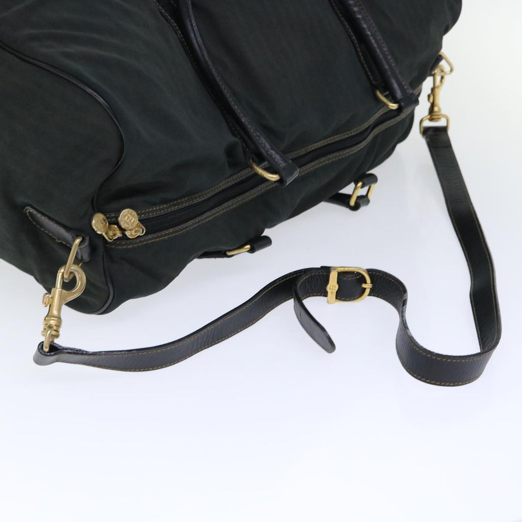 FENDI Pecan Canvas Boston Bag 2way Khaki Black th3890