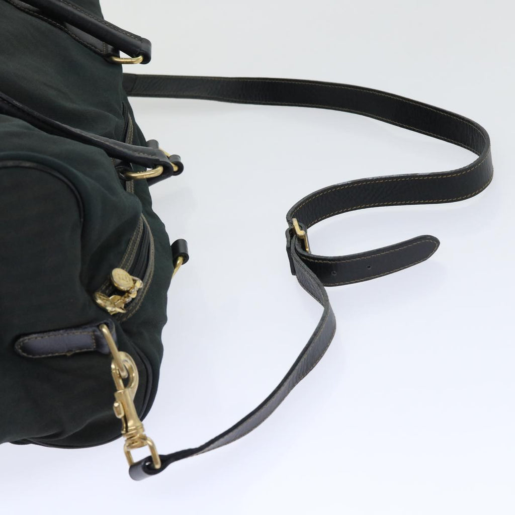 FENDI Pecan Canvas Boston Bag 2way Khaki Black th3890