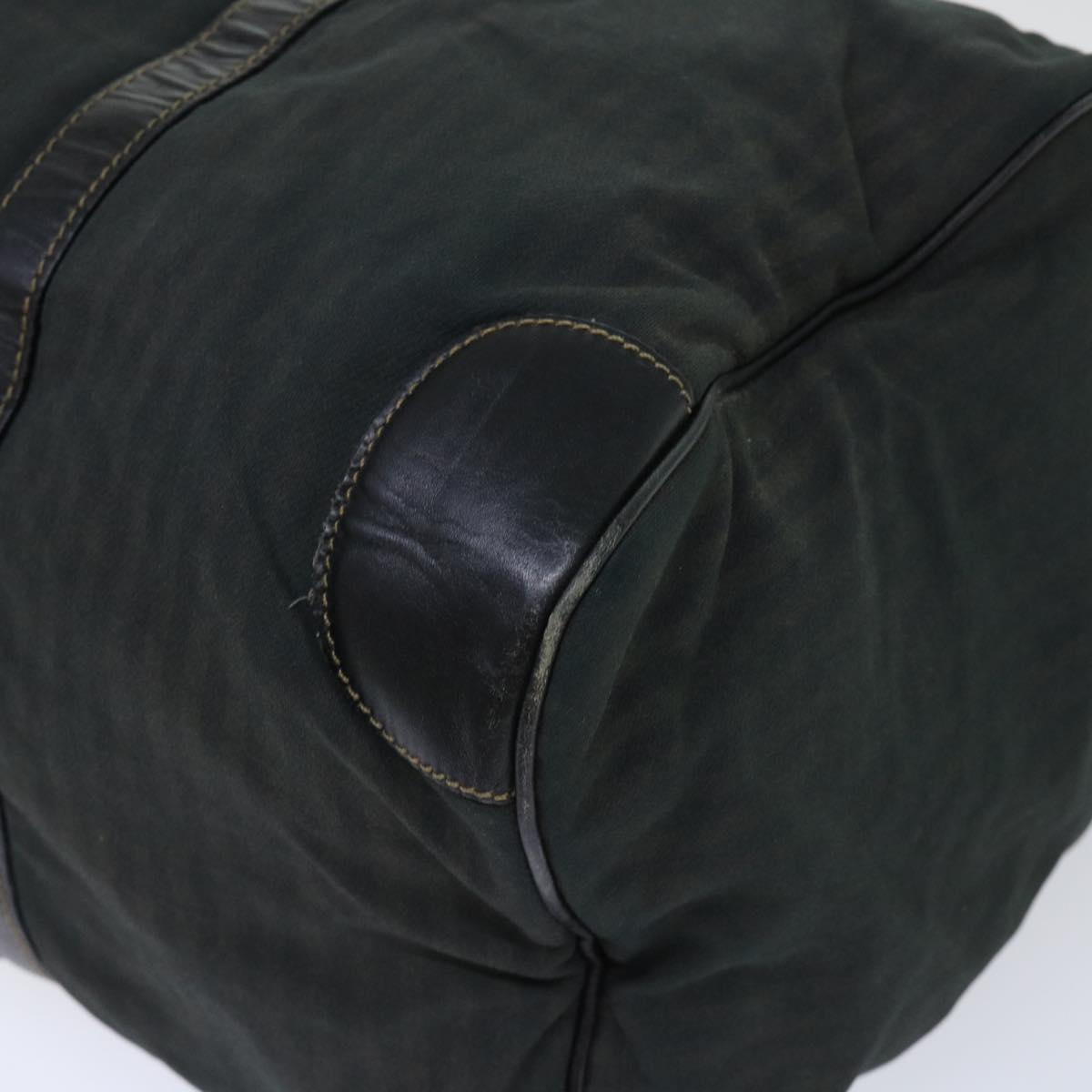 FENDI Pecan Canvas Boston Bag 2way Khaki Black th3890