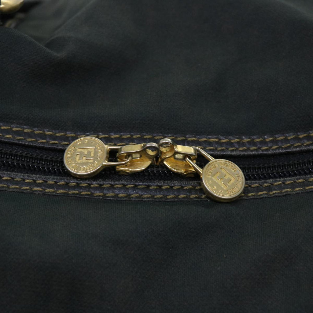 FENDI Pecan Canvas Boston Bag 2way Khaki Black th3890