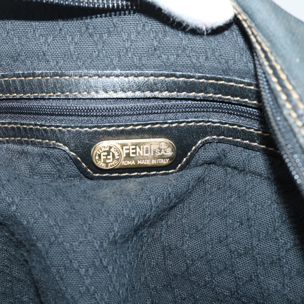 FENDI Pecan Canvas Boston Bag 2way Khaki Black th3890
