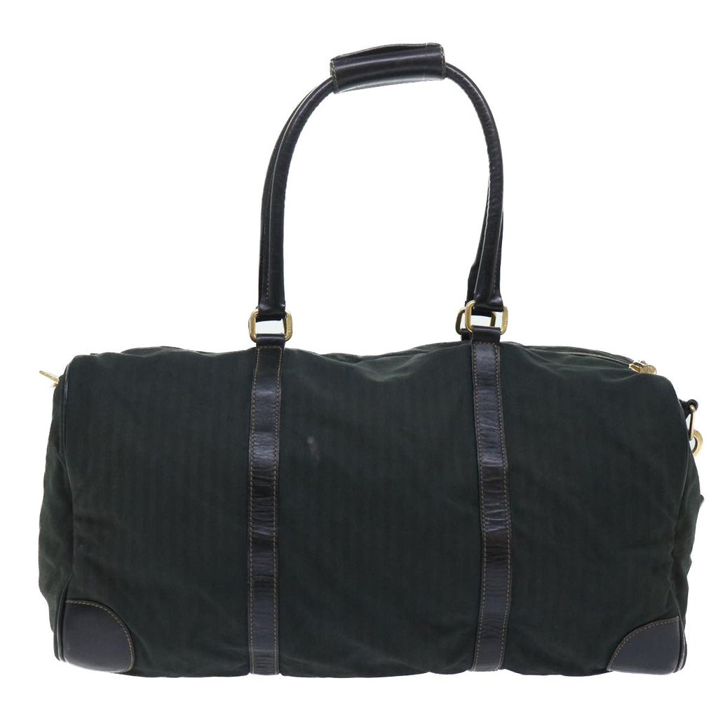 FENDI Pecan Canvas Boston Bag 2way Khaki Black th3890