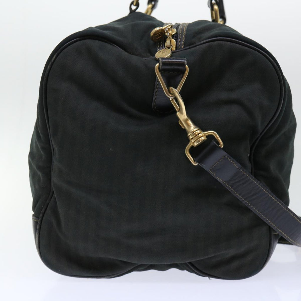 FENDI Pecan Canvas Boston Bag 2way Khaki Black th3890