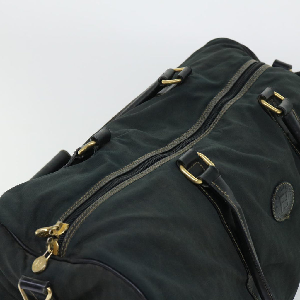 FENDI Pecan Canvas Boston Bag 2way Khaki Black th3890