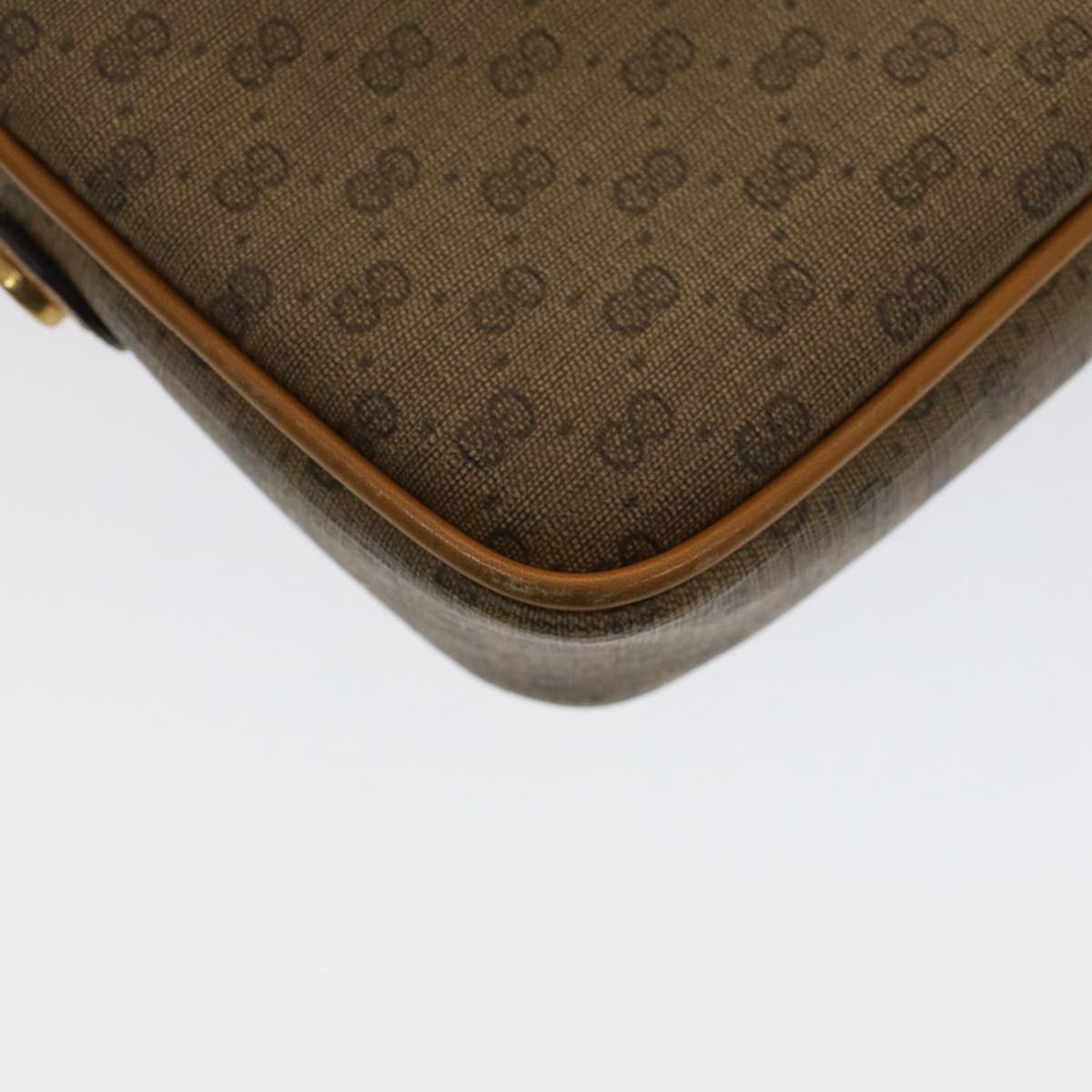 GUCCI Micro GG Canvas Shoulder Bag PVC Leather Beige th3930