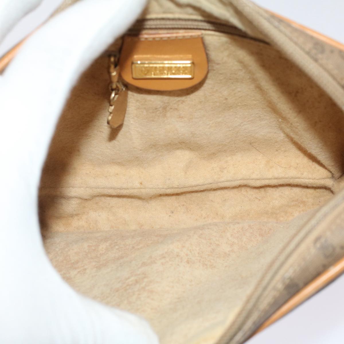 GUCCI Micro GG Canvas Shoulder Bag PVC Leather Beige th3930