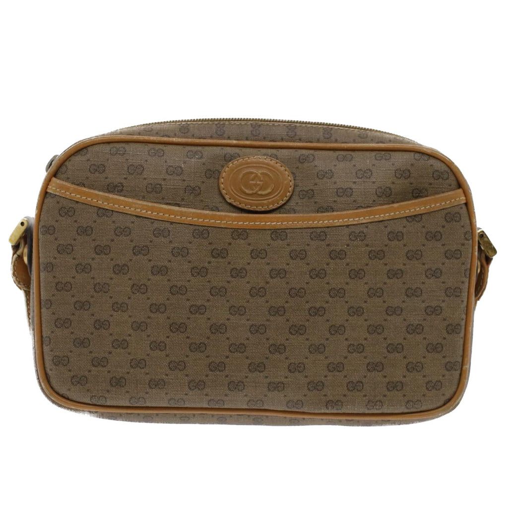 GUCCI Micro GG Canvas Shoulder Bag PVC Leather Beige th3930