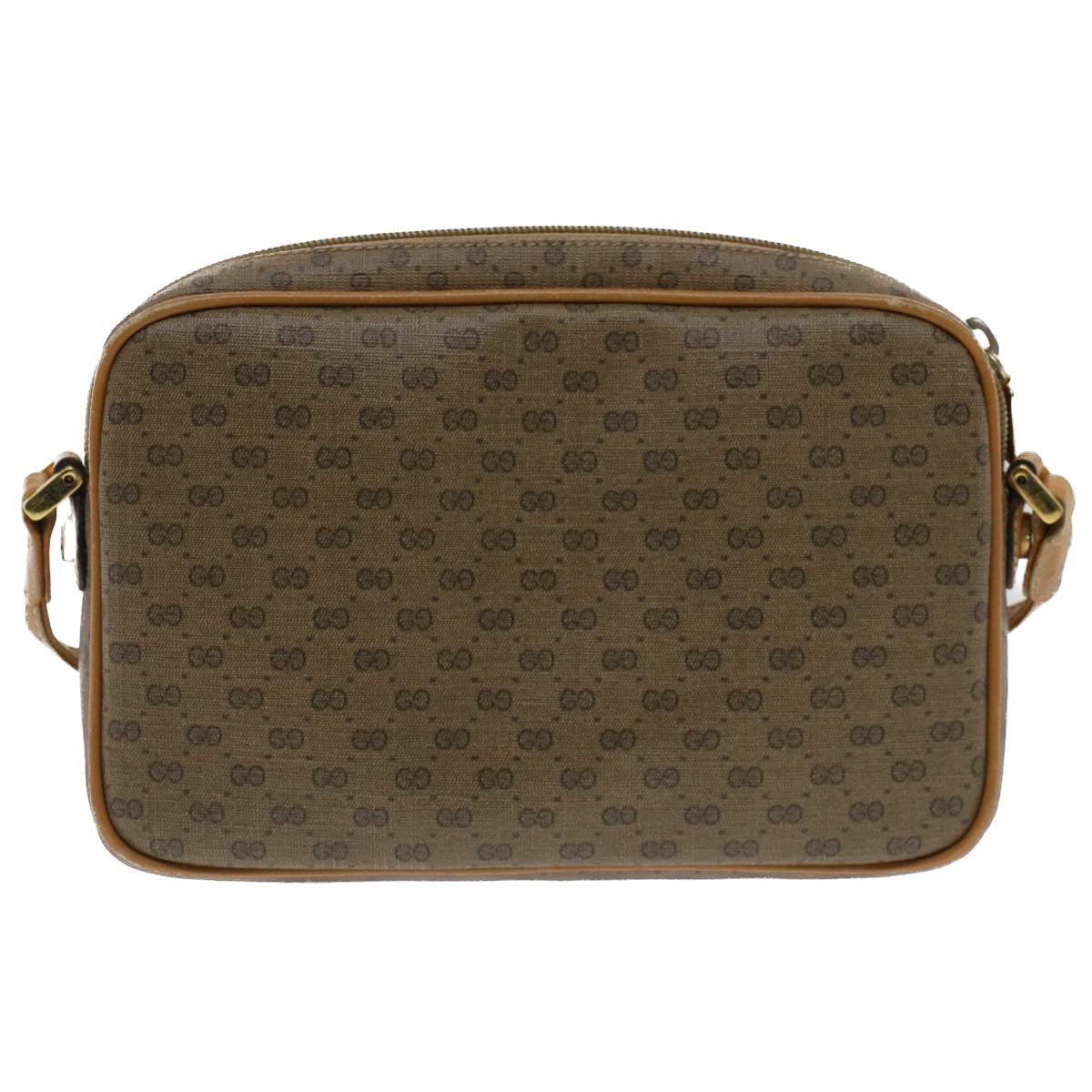 GUCCI Micro GG Canvas Shoulder Bag PVC Leather Beige th3930