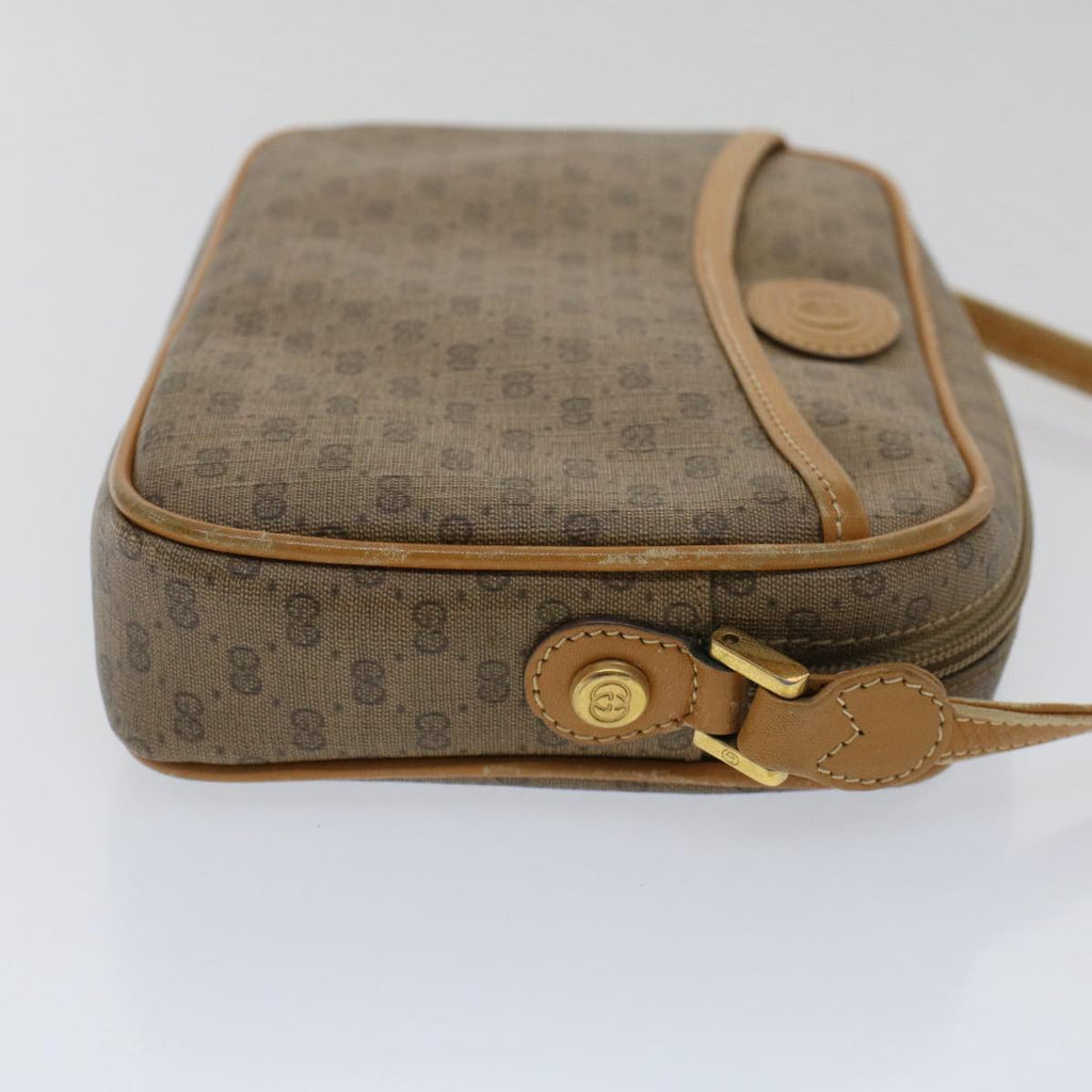 GUCCI Micro GG Canvas Shoulder Bag PVC Leather Beige th3930