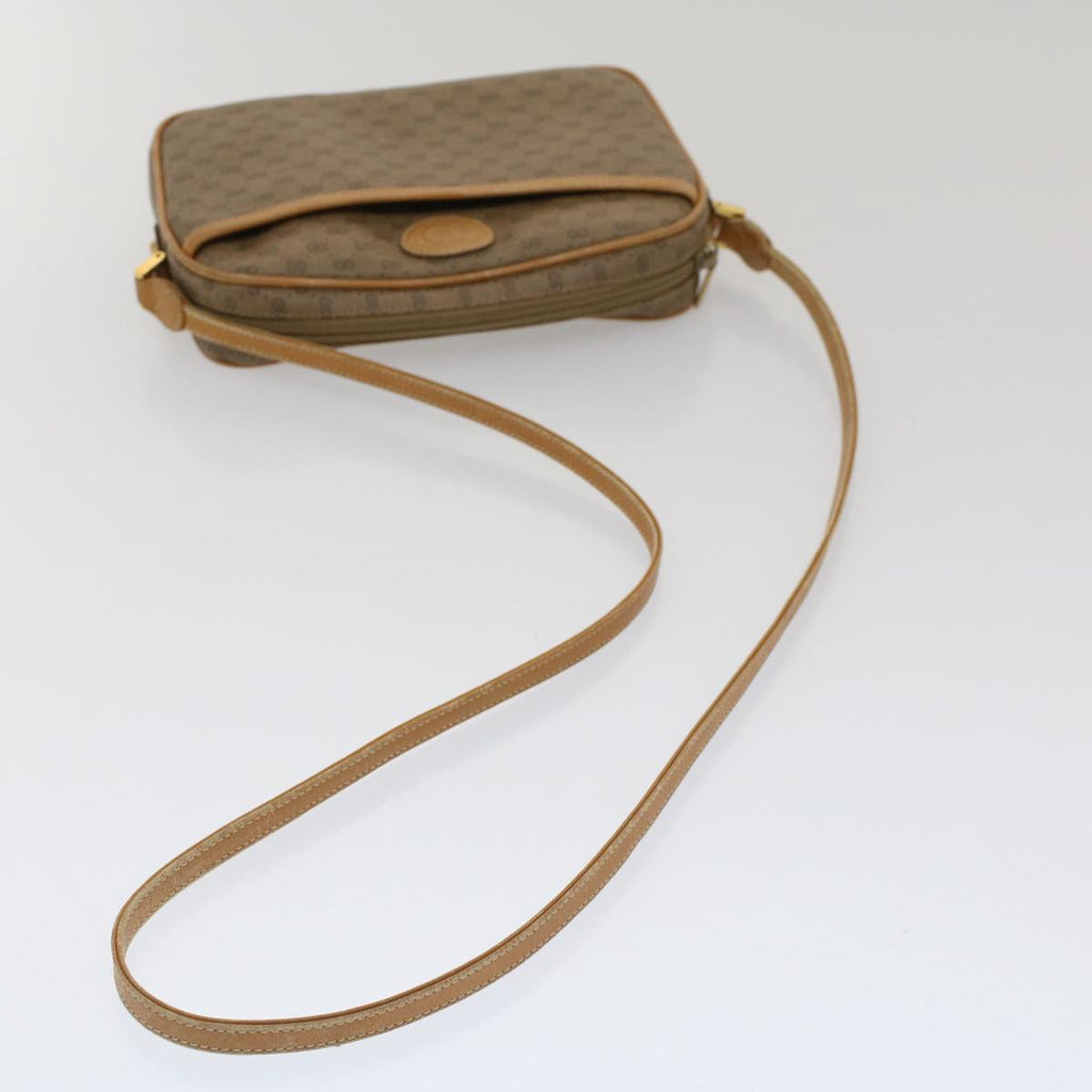 GUCCI Micro GG Canvas Shoulder Bag PVC Leather Beige th3930